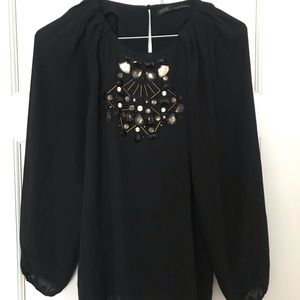 Zara Sheer Sleeved Jeweled Blouse
